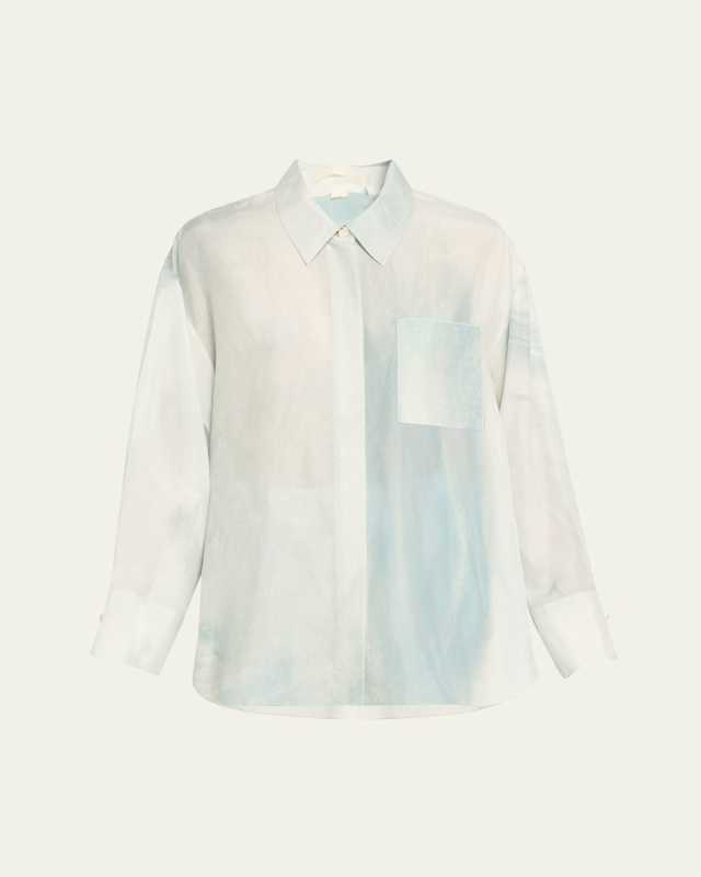Oversized Button-Up Silk Habotai Shirt